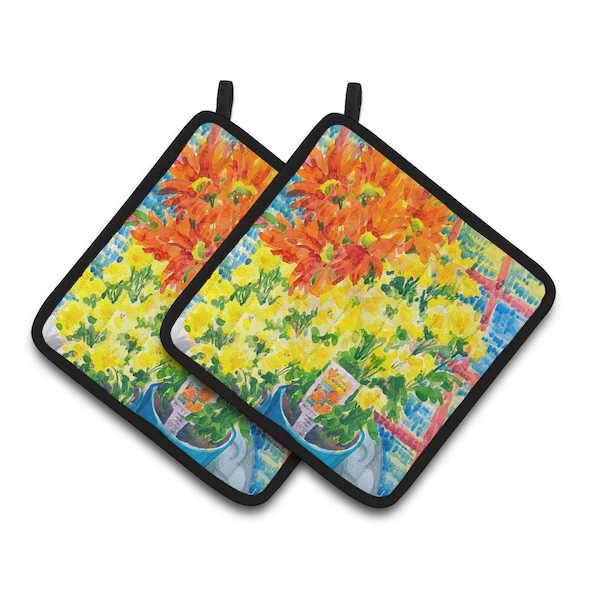 Carolines Treasures Flower - Mums Pair of Pot Holders - 6005PTHD