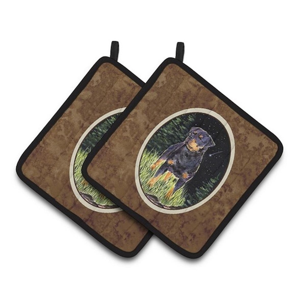 Carolines Treasures Starry Night Rottweiler Pair of Pot Holders, 7.5 x 3 x 7.5 in. - SS8475PTHD
