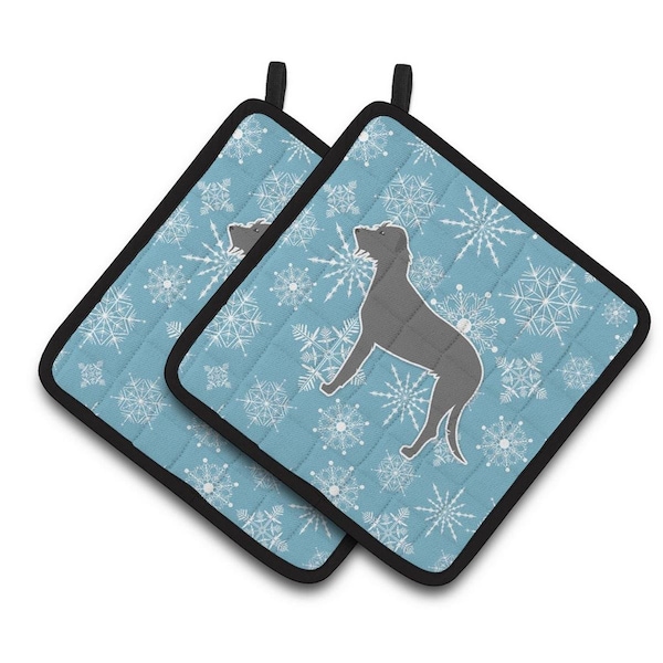 Carolines Treasures Winter Snowflake Irish Wolfhound Pair of Pot Holders - BB3503PTHD