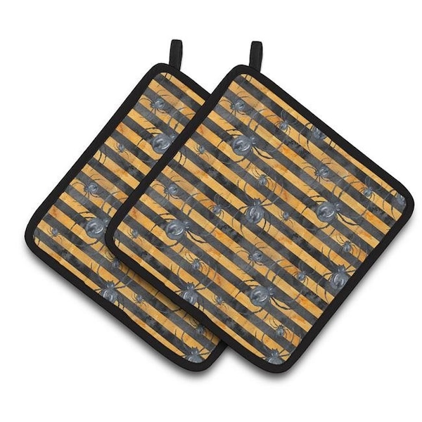 Carolines Treasures Carolines Treasures BB7526PTHD Watecolor Halloween Spiders Pair of Pot Holders - BB7526PTHD