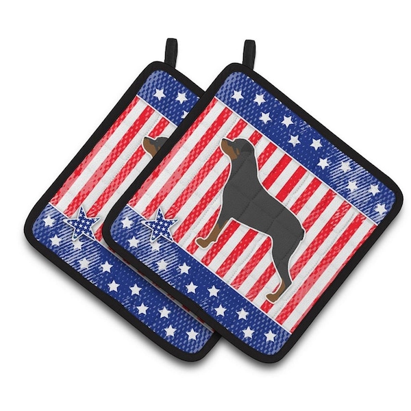 Carolines Treasures USA Patriotic Rottweiler Pair of Pot Holders - BB3366PTHD
