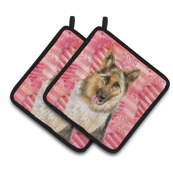 Carolines Treasures German Shepherd Love Pair of Pot Holders - BB9741PTHD