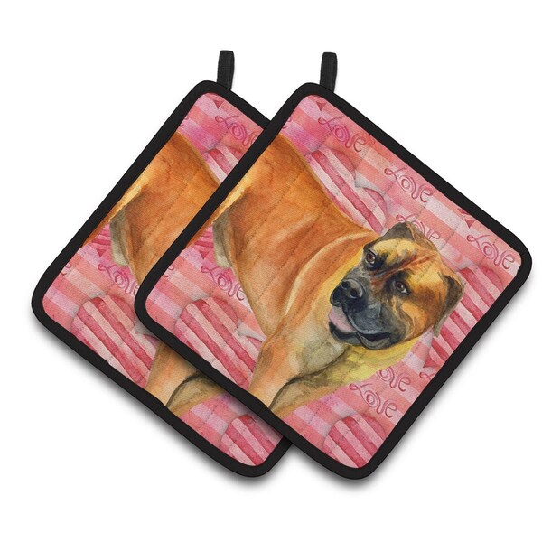 Carolines Treasures Boerboel Mastiff Love Pair of Pot Holders - BB9733PTHD