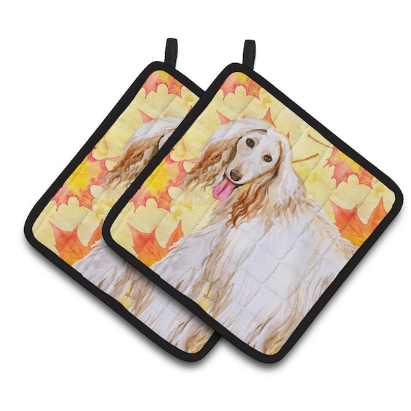 Carolines Treasures Afghan Hound Fall Pair of Pot Holders - BB9963PTHD