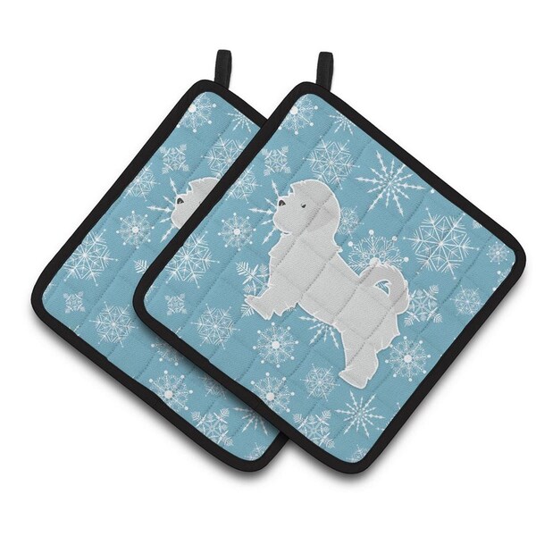 Carolines Treasures Winter Snowflake Maltese Pair of Pot Holders - BB3536PTHD