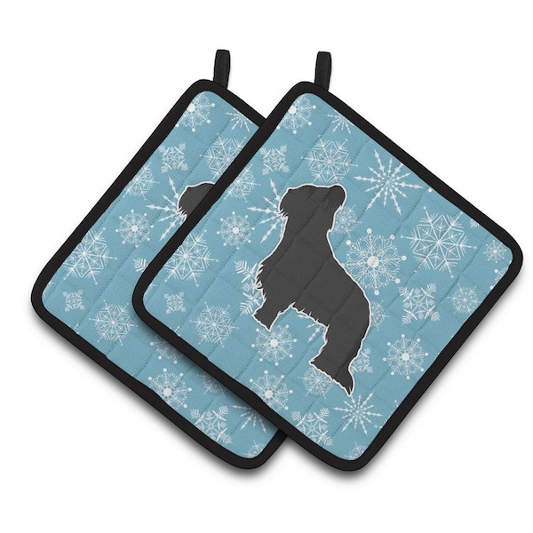 Carolines Treasures Winter Snowflake Briard Pair of Pot Holders - BB3526PTHD