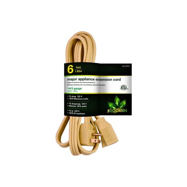 Gogreen GoGreen Power, , 6 Ft Appliance Cord - Beige - GG-25606