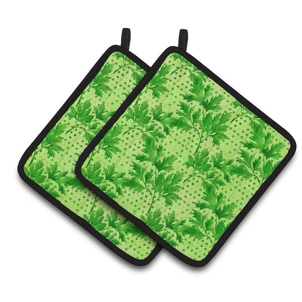 Carolines Treasures Watercolor Parsley Pair of Pot Holders - BB7573PTHD