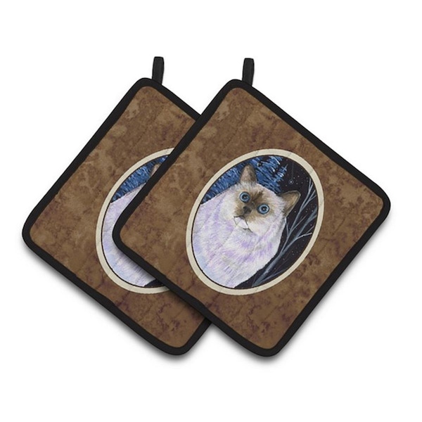Carolines Treasures Starry Night Cat - Birman Pair of Pot Holders, 7.5 x 3 x 7.5 in. - SS8403PTHD