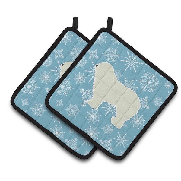 Carolines Treasures Winter Snowflake Komondor Pair of Pot Holders - BB3555PTHD