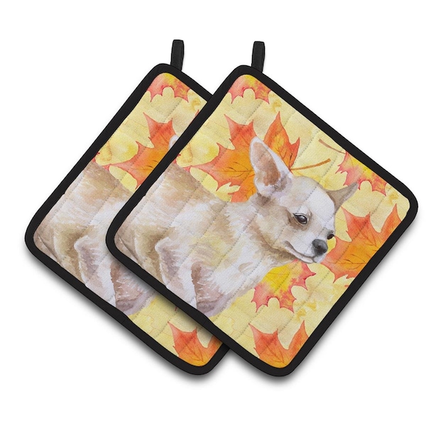 Carolines Treasures Chihuahua Leg up Fall Pair of Pot Holders - BB9958PTHD