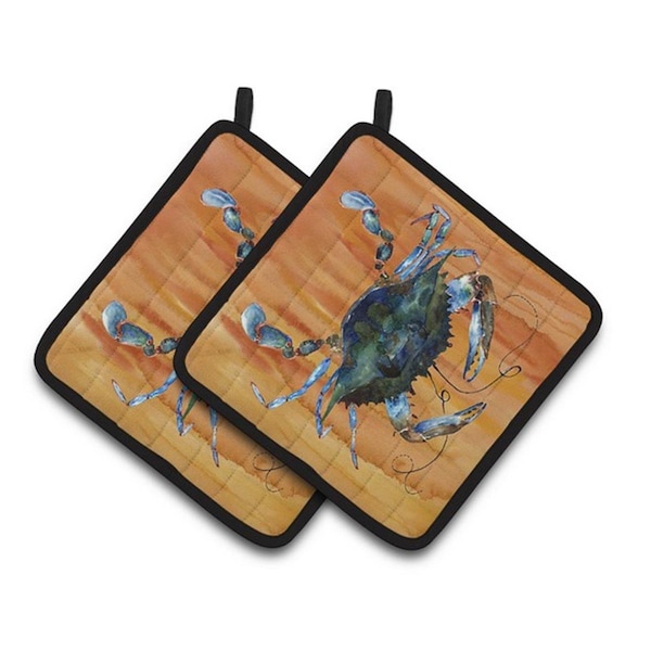 Carolines Treasures Crab Pair of Pot Holders, 7.5 x 3 x 7.5 in. - 8143PTHD