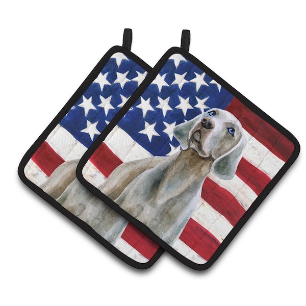 Carolines Treasures Weimaraner Patriotic Pair of Pot Holders - BB9674PTHD