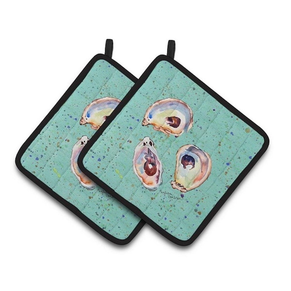 Carolines Treasures Oyster Pair of Pot Holders, 7.5 x 3 x 7.5 in. - 8463PTHD