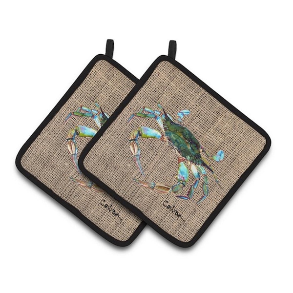 Carolines Treasures Crab Pair of Pot Holders, 7.5 x 3 x 7.5 in. - 8731PTHD
