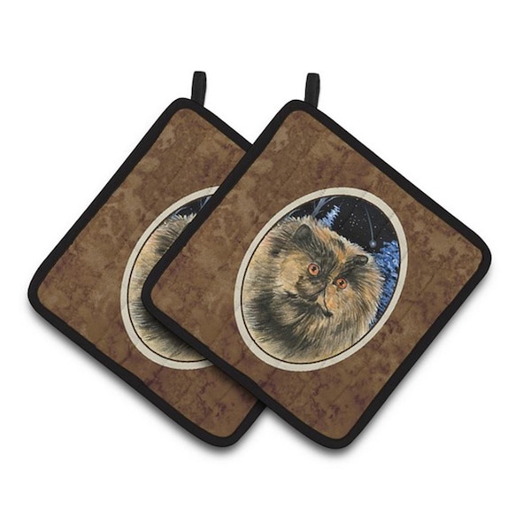 Carolines Treasures Starry Night Cat - Persian Pair of Pot Holders, 7.5 x 3 x 7.5 in. - SS8408PTHD