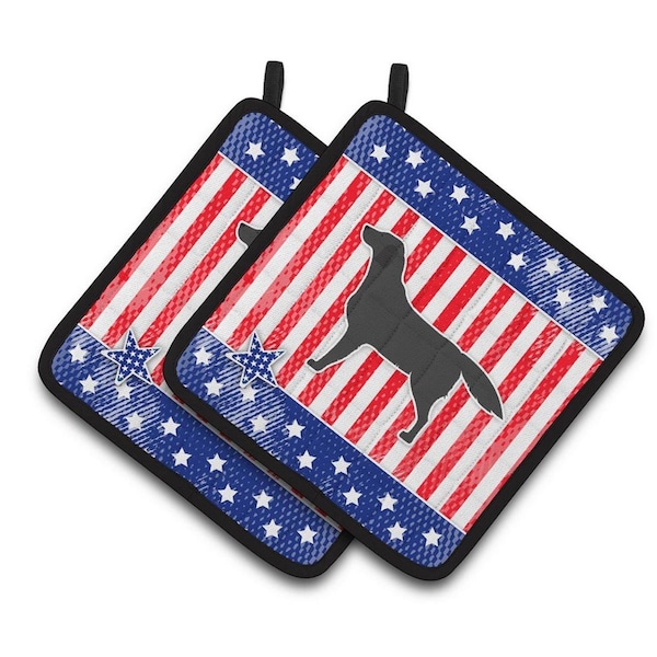 Carolines Treasures USA Patriotic Black Labrador Retriever Pair of Pot Holders - BB3308PTHD