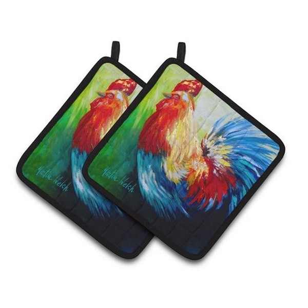 Carolines Treasures Carolines Treasures MW1137PTHD Rooster Chief Big Feathers Pair of Pot Holders; 7.5 x 3 x 7.5 in. - MW1137PTHD