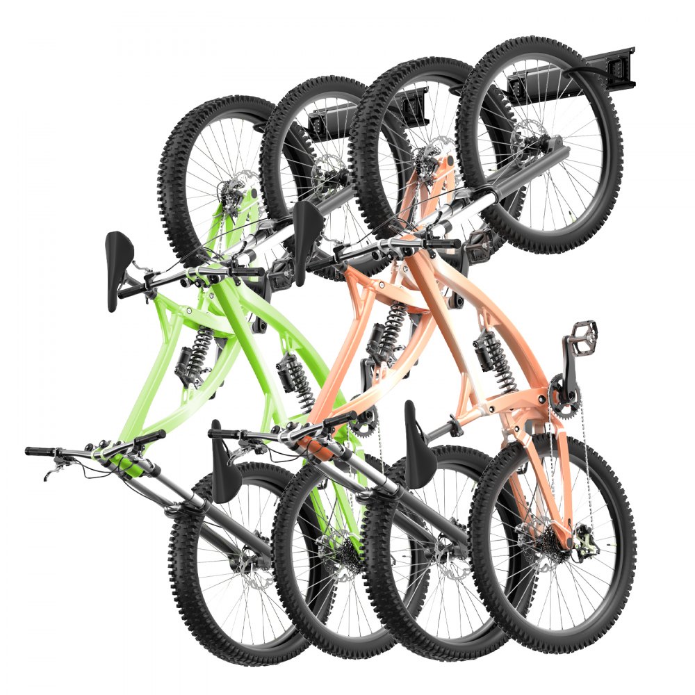 VEVOR Bike Storage Rack, 4 Bike Racks and 2 Helmets Hooks, Wall Mount Bike Storage Hanger, Home & Garage Organizer, Customizable for Various Bike Sizes, Adjustable Holder, Holds Up to 200 lbs, 32-inch - DGGJ32INCH405QPTZV0