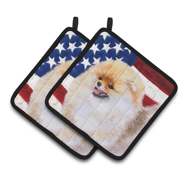 Carolines Treasures Pomeranian Patriotic Pair of Pot Holders - BB9682PTHD
