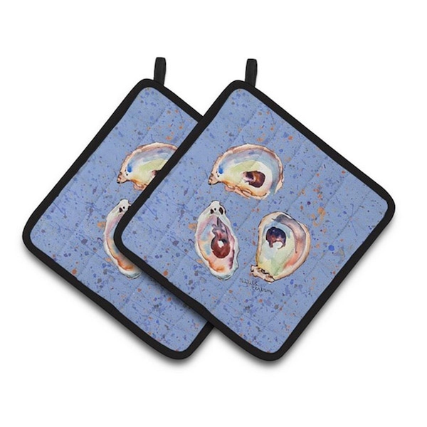 Carolines Treasures Oyster Pair of Pot Holders, 7.5 x 3 x 7.5 in. - 8456PTHD