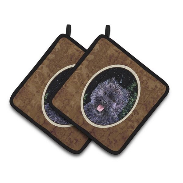Carolines Treasures Starry Night Cairn Terrier Pair of Pot Holders, 7.5 x 3 x 7.5 in. - SS8494PTHD