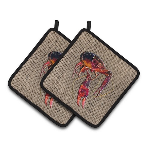 Carolines Treasures Crawfish Pair of Pot Holders, 7.5 x 3 x 7.5 in. - 8739PTHD