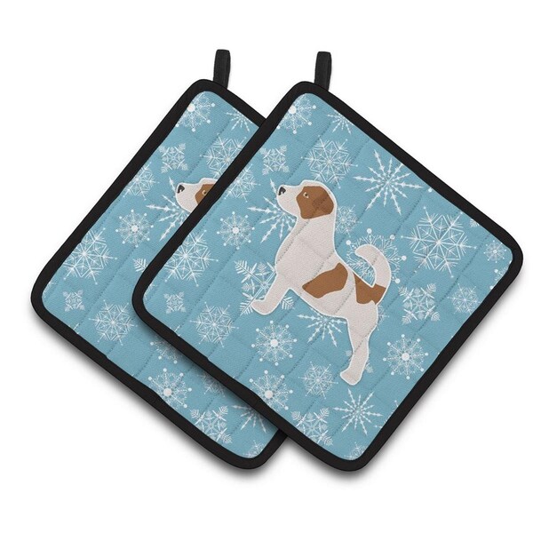 Carolines Treasures Winter Snowflake Jack Russell Terrier Pair of Pot Holders - BB3507PTHD