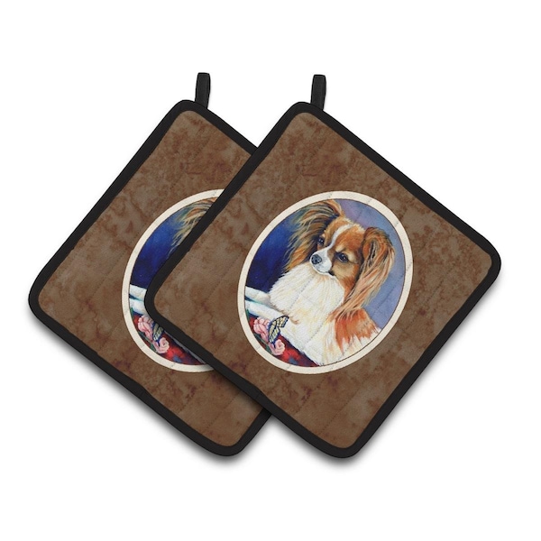 Carolines Treasures Papillon Rose & Butterfly Pair of Pot Holders - 7038PTHD