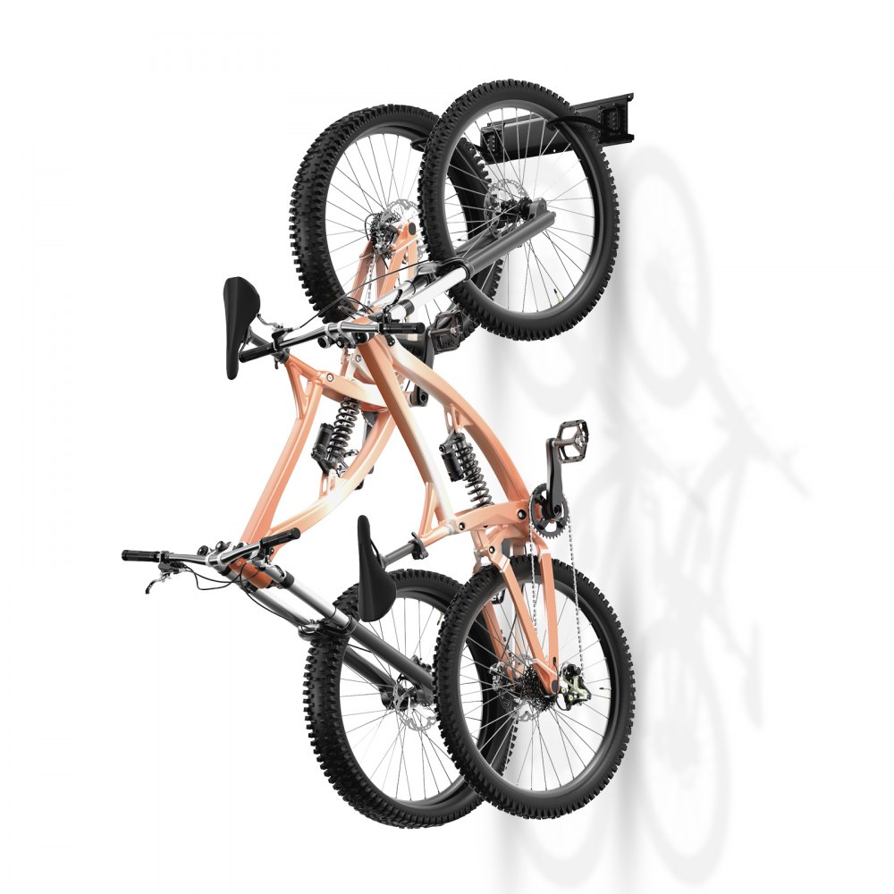 VEVOR Bike Storage Rack, 2 Bike Racks, Wall Mount Bike Storage Hanger, Home and Garage Organizer, Customizable for Various Bike Sizes, Adjustable Holder for Space Saving, Holds Up to 100 lbs, 17-inch - DGGJ17INCH20TKSE1V0