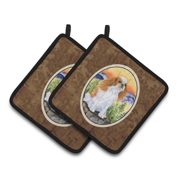 Carolines Treasures English Toy Spaniel Pair of Pot Holders, 7.5 x 3 x 7.5 in. - SS8311PTHD