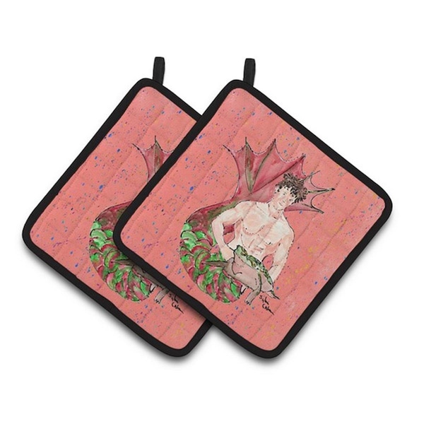 Carolines Treasures Merman Pair of Pot Holders, 7.5 x 3 x 7.5 in. - 8348PTHD