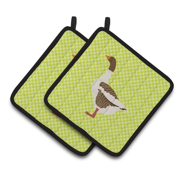 Carolines Treasures Pomeranian Rogener Goose Green Pair of Pot Holders - BB7729PTHD