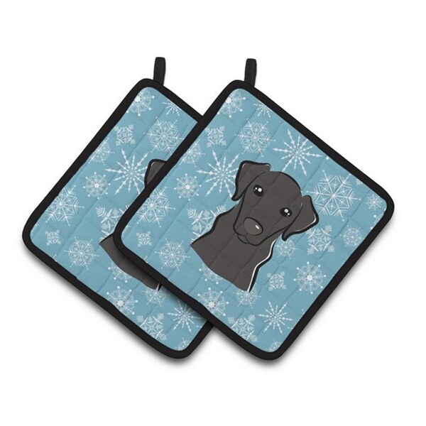Carolines Treasures Snowflake Black Labrador Pair of Pot Holders, 7.5 x 3 x 7.5 in. - BB1669PTHD
