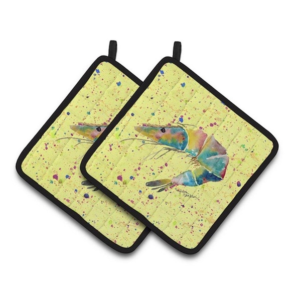Carolines Treasures Shrimp Pair of Pot Holders, 7.5 x 3 x 7.5 in. - 8450PTHD
