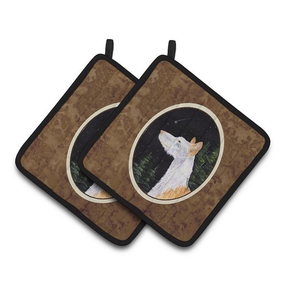 Carolines Treasures Starry Night Ibizan Hound Pair of Pot Holders, 7.5 x 3 x 7.5 in. - SS8499PTHD