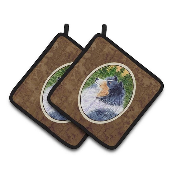Carolines Treasures Sheltie Pair of Pot Holders, 7.5 x 3 x 7.5 in. - SS8142PTHD