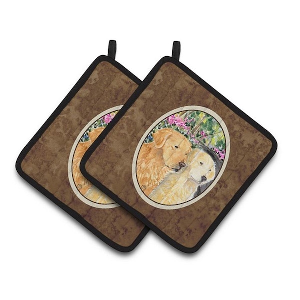 Carolines Treasures Golden Retriever Pair of Pot Holders, 7.5 x 3 x 7.5 in. - SS8974PTHD