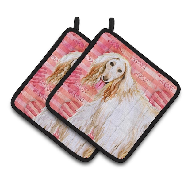 Carolines Treasures Afghan Hound Love Pair of Pot Holders - BB9789PTHD