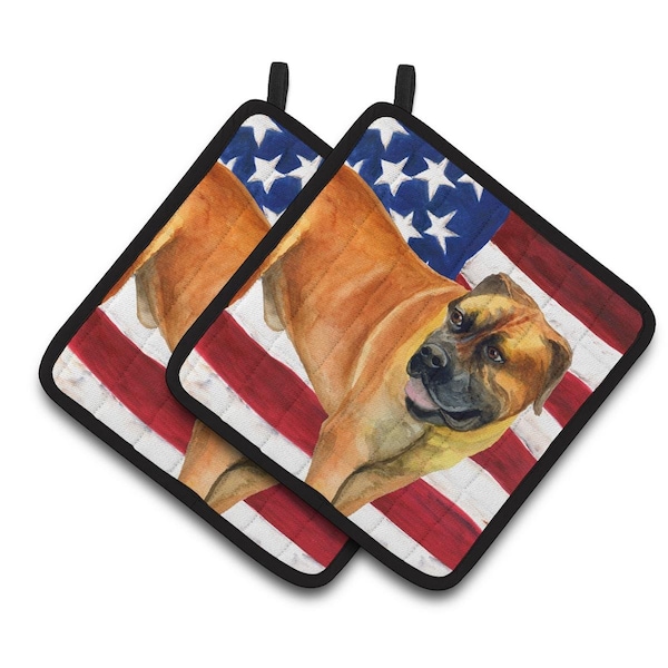 Carolines Treasures Boerboel Mastiff Patriotic Pair of Pot Holders - BB9646PTHD