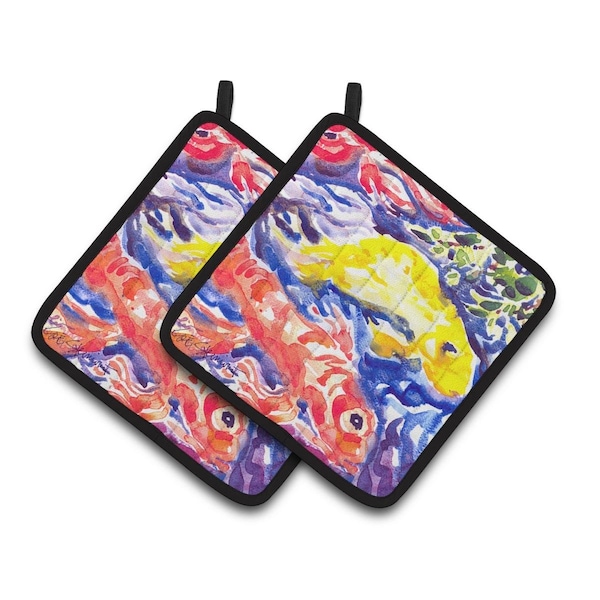 Carolines Treasures Fish - Koi in the Pond Pair of Pot Holders - 6116PTHD