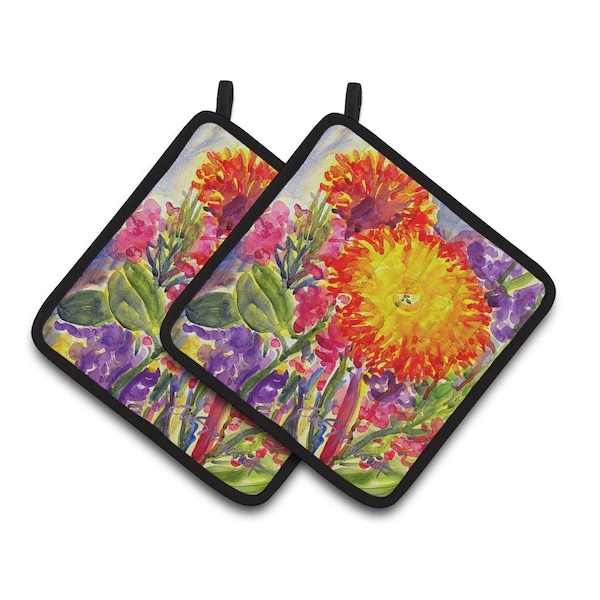 Carolines Treasures Flower - Aster Pair of Pot Holders - 6077PTHD