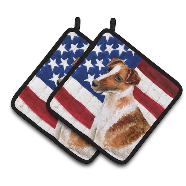 Carolines Treasures Smooth Fox Terrier Patriotic Pair of Pot Holders - BB9647PTHD