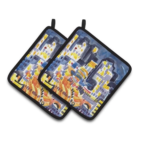 Carolines Treasures Carolines Treasures 6073PTHD Skyline Abstract Pair of Pot Holders - 6073PTHD