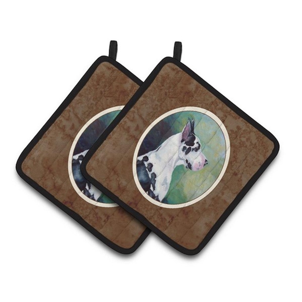 Carolines Treasures Harlequin Great Dane Pair of Pot Holders, 7.5 x 3 x 7.5 in. - 7278PTHD