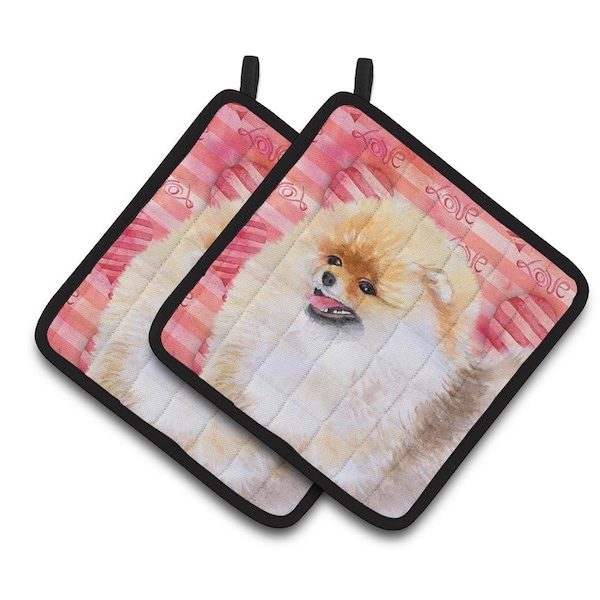 Carolines Treasures Pomeranian Love Pair of Pot Holders - BB9769PTHD