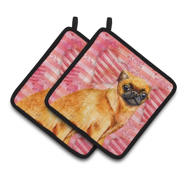 Carolines Treasures Small Brabant Griffon Love Pair of Pot Holders - BB9754PTHD