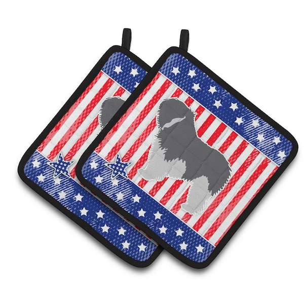 Carolines Treasures USA Patriotic Polish Lowland Sheepdog Dog Pair of Pot Holders - BB3332PTHD