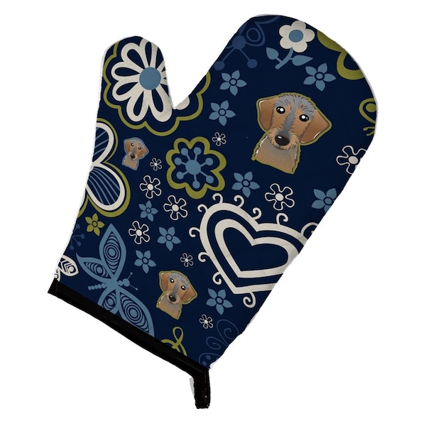 Carolines Treasures Blue Flowers Wirehaired Dachshund Oven Mitt - BB5084OVMT