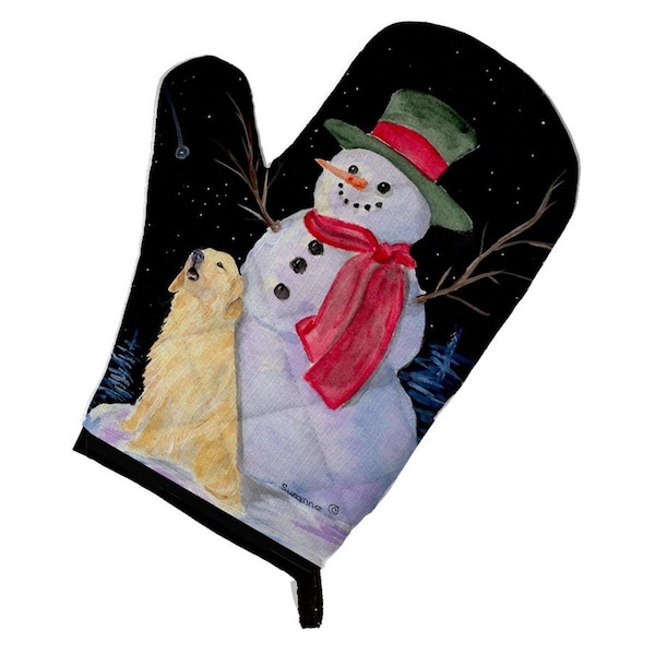 Carolines Treasures Snowman with Golden Retriever Oven Mitt - SS8951OVMT